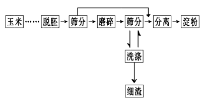 簡(jiǎn)化后的玉米淀粉生產(chǎn)流程原理圖